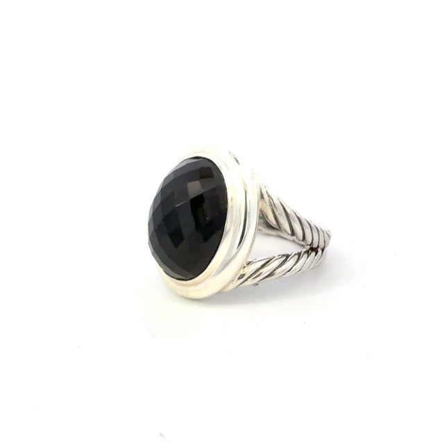 David Yurman Albion Onyx Ring Size 8 Sterling Silver Estate For Sale - Image 9 of 10