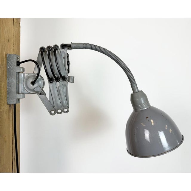 Vintage Industrial Gooseneck Scissor Wall Lamp from Elektroinstala, 1960s For Sale - Image 12 of 18