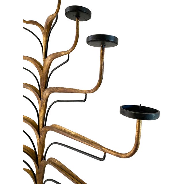 Pair of Large Mid 20th Century Metal Candle Sconces For Sale In Phoenix - Image 6 of 12