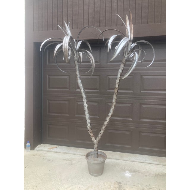 Very Rare Tole Double Palm Tree Hand Constructed in Italy 1960. Both Palm Trees are in a Tole Pot Planter. Incredible...