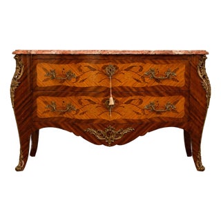 1900s French Louis XVI Fruitwood Marble Commode For Sale