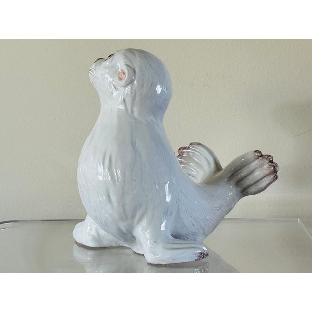Mid-Century Italian Glazed Terracotta Seal Pups - a Pair For Sale - Image 10 of 12