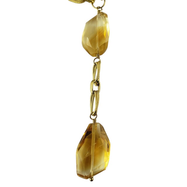 Late 20th Century 14 Karat Yellow Gold Citrine Bead Lariat Necklace For Sale - Image 4 of 8