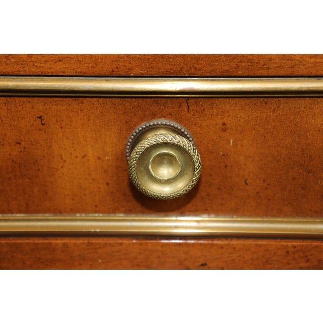 Brown 1960's Pair French Empire Style 2 Drawer Brass Mount Nightstands For Sale - Image 8 of 15