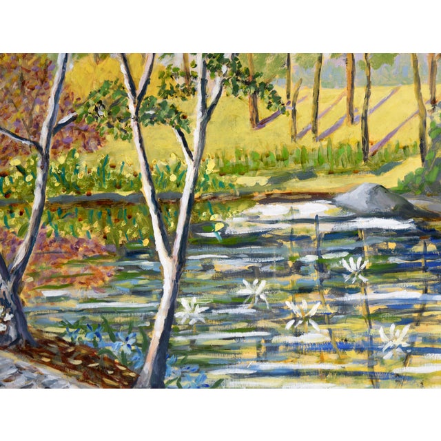 2000 - 2009 "Wally's Pond" Rural Landscape in Oil on Masonite by Richard M. Bacon For Sale - Image 5 of 9