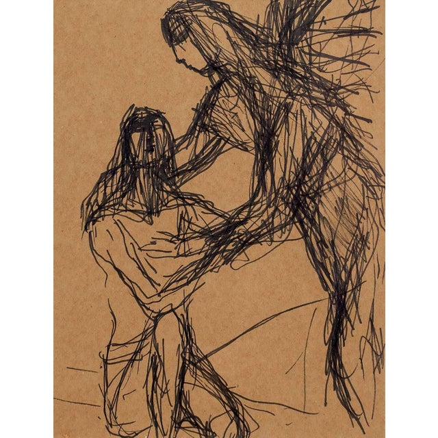 Genre: Expressionist Subject: Figures Medium: Ink Surface: Paper Dimensions w/Frame: 14 1/4" x 12 1/4" Zygmunt (Sigmund)...