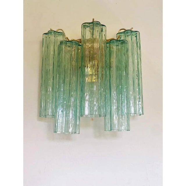 Contemporary Italian Murano Glass Tronchi Wall Sconces in Green Tone by Simoeng, Set of 2 For Sale - Image 3 of 9