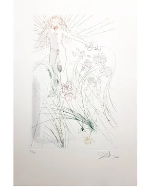 Salvador Dali - The Beloved Feeds Among the Lilies - Signed Aquatint 1971