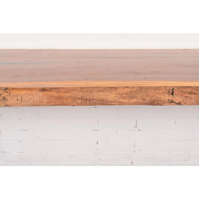 Brown Nakashima Style Modern Studio Crafted Monumental Live Edge Solid Walnut Slab Iron Base Console Table For Sale - Image 8 of 13