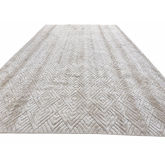 Rh Talsari Silk & Wool Rug – 12' × 15' Wheat | Hand-Knotted Silk & Wool | 100 Tibetan Knots Per Square Inch | Made in Nepal For Sale - Image 11 of 18