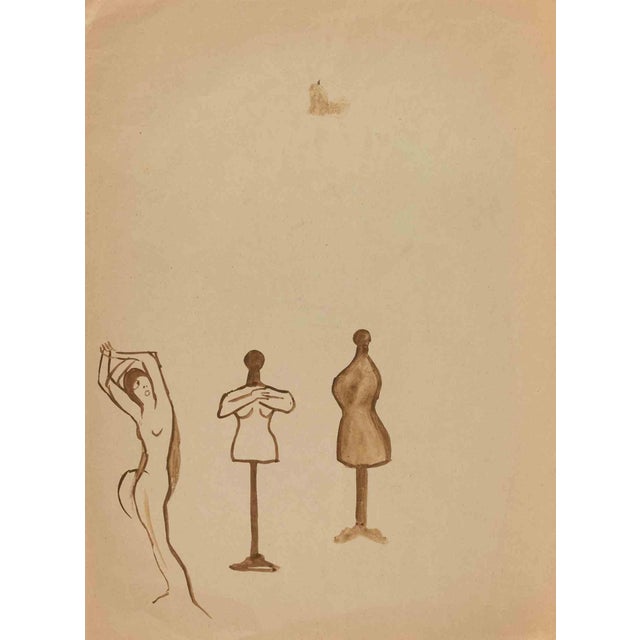 Mino Maccari, The Usurpers, Nude, Drawing on Paper, 1960s For Sale