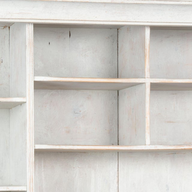19th Century Large Gray Painted Pine Bookcase Display Cabinet From Denmark For Sale - Image 4 of 10