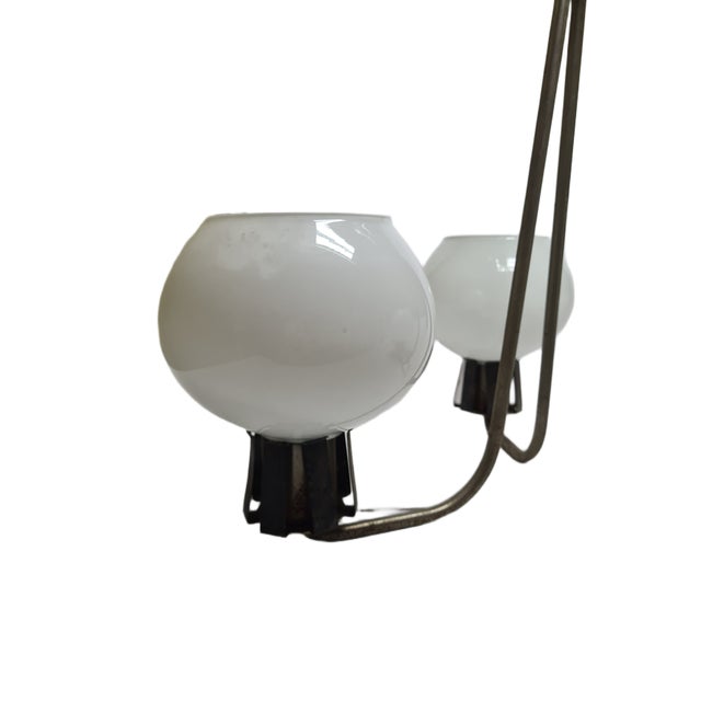 1970s Vintage Pendant Light in White Glass, Poland, 1960s For Sale - Image 5 of 10