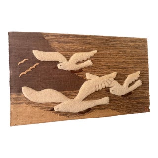 Pair of Vintage Don Freedman Seagull Fiber Art Wall Hangings for Interlude, 1979 & 1981 For Sale