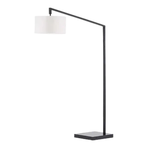 Stretch Chairside Arc Floor Lamp - 75", Matte Black, Step Switch, Rectangular Marble Base