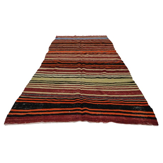 Vintage handwoven kilim rug from Denizli region of Turkey. Approximately 50-60 years old. In very good condition.