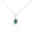 Traditional Late 20th Century 14K White Gold Oval Emerald Diamond Drop Pendant Necklace Estate For Sale - Image 3 of 3