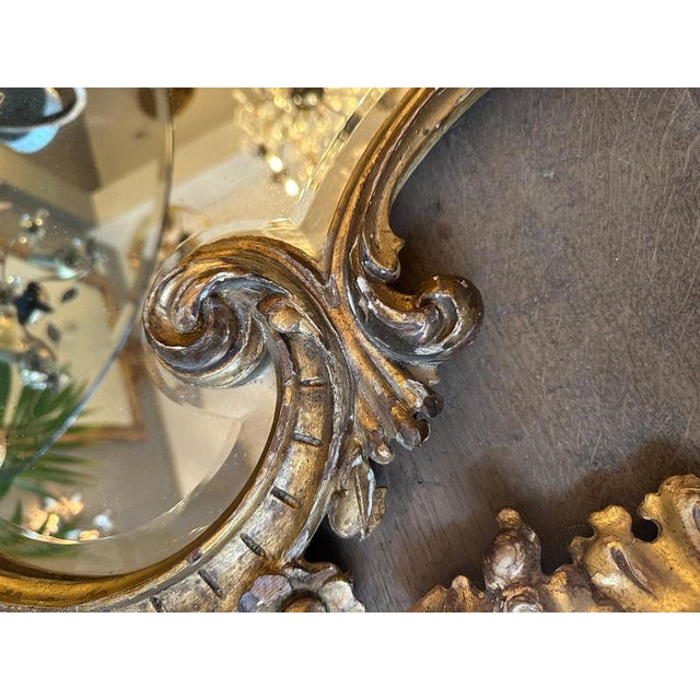 Vintage Italian Gold Giltwood Rococo Mirrors, 1920, Set of 2 For Sale - Image 12 of 15