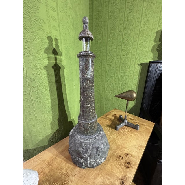 English Serpentine Stone Lighthouse Lamp 1930s by Unknown for Unknown, 1920s For Sale - Image 3 of 11