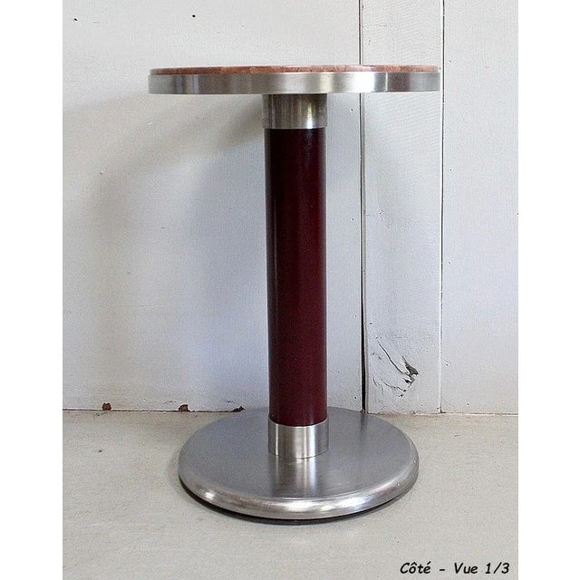 Small Circular Brushed Stainless Steel Pedestal Table, 1920s For Sale - Image 16 of 18