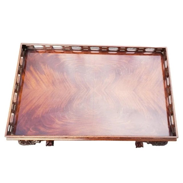 Councill Furniture Council Craftsman Flame Mahogany Tea Table With Gallery Rail For Sale - Image 4 of 4