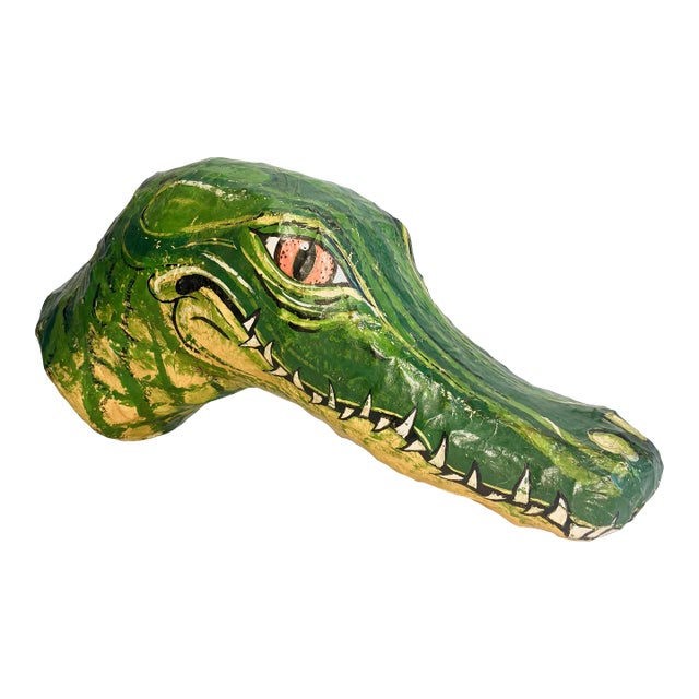Vintage Paper Mache Alligator Head Sculpture For Sale