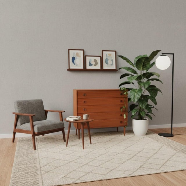 Danish Wide Teak Chest of Drawers with Five Drawers, 1960s For Sale - Image 16 of 17