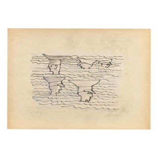 Mino Maccari, On the Air, Drawing, 1960s For Sale