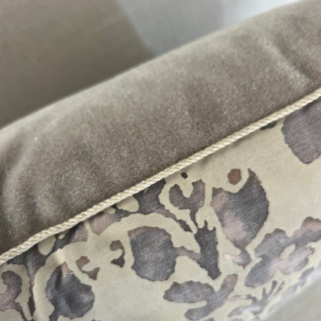 Fortuny Luxe Italian Fortuny Vivaldi in Elkhound Monotones With Mohair Velvet Backing Pillow For Sale - Image 4 of 5