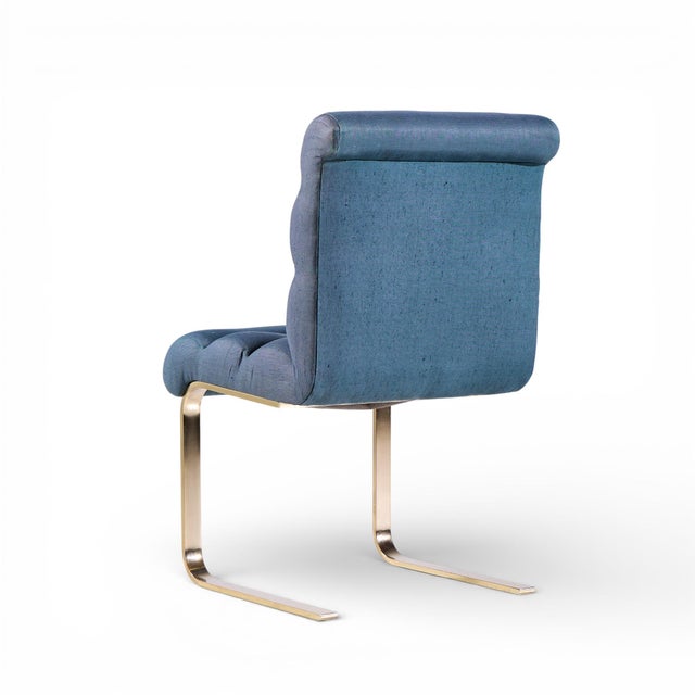 Mid 20th Century Frank Mariani Lugano Mid Century Brass Cantilever Dining Chair Side Single For Sale - Image 5 of 9