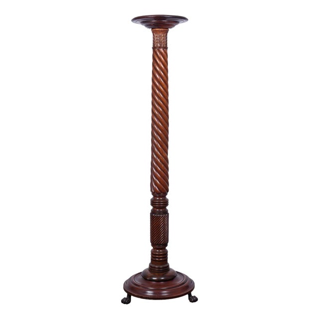 Antique Twisted Column Mahogany Pedestal For Sale