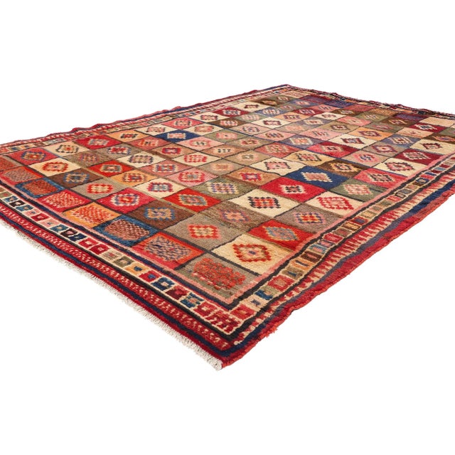 78881 Vintage Persian Lori Checkerboard Rug, 06'02 x 08'09. Persian Lori rugs, crafted by the nomadic Lori people of...