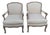 French White Wash Large Side Chairs a Pair and One Ottoman 6207 For Sale