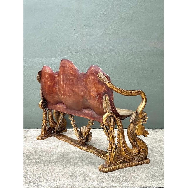 Wood Vintage Venetian Gilt Carved Grotto Bench For Sale - Image 7 of 12