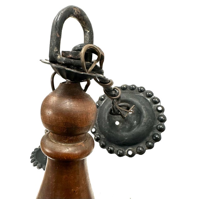 Vintage Chandelier, Spanish Revival, Custom Made, Wrought Iron / Wood For Sale In Boston - Image 6 of 8