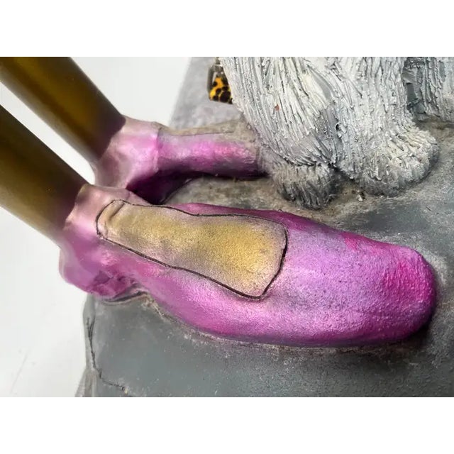 Whimsical Life-Size Metal Sculpture of Stylish Lady With Dog, 5 Ft Tall , Signed 1980's For Sale - Image 12 of 18