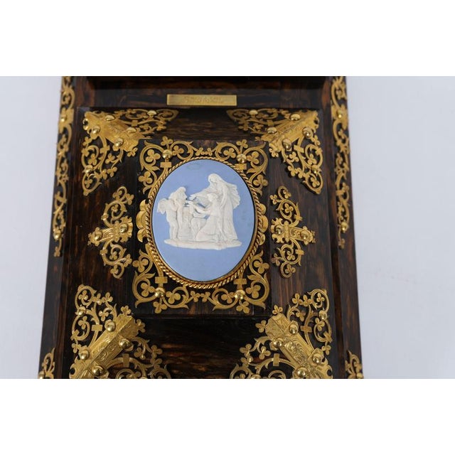 Antique Coromandel Ormolu Jasperware Desk Set from Edwards & Jones, 1800s, Set of 3 For Sale - Image 14 of 18