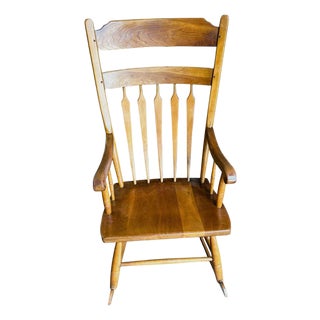Stickley Cherry Wood Cattail Rocking Chair - Vintage Mid 20th Century Dated 1956 For Sale