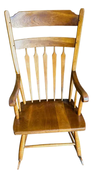 Stickley Cherry Wood Cattail Rocking Chair - Vintage Mid 20th Century Dated 1956