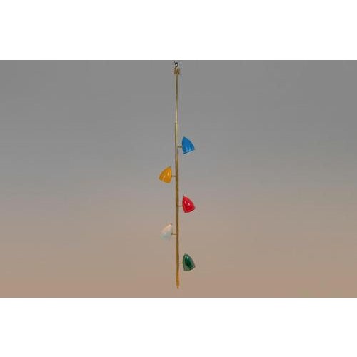 Tubular Hanging Lamp in Patinated and Lacquered Brass For Sale - Image 4 of 7