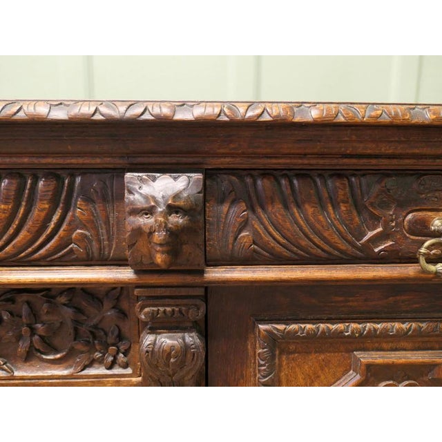 Green Man Carved Oak Cupboard For Sale - Image 4 of 8