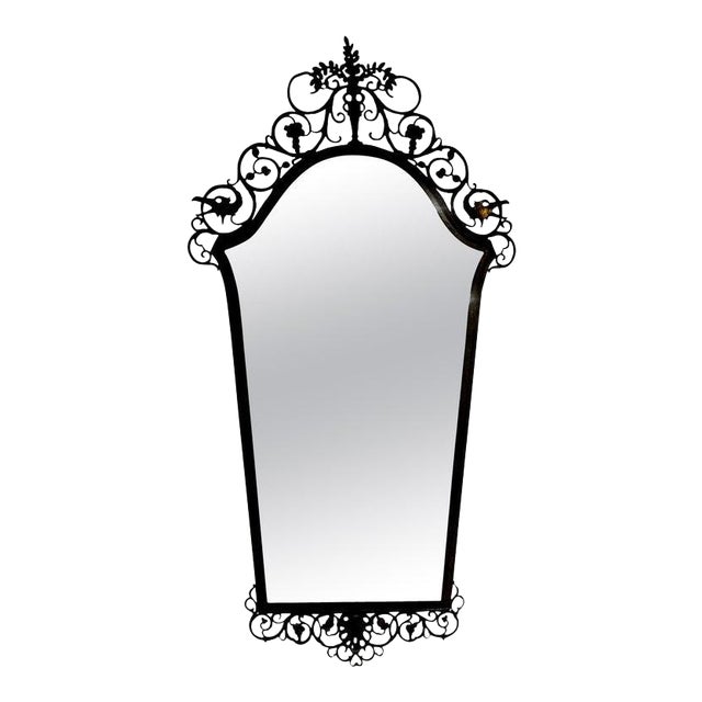 Signed Oscar Bach Neoclassical Style Bronze Mirror For Sale