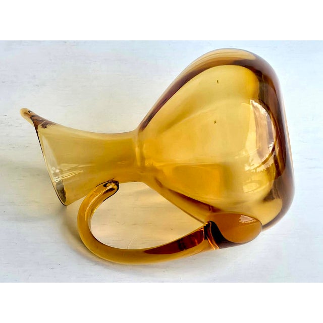 Mid-Century Modern Vintage Hand-Blown Rainbow Glass Pitcher For Sale - Image 3 of 10
