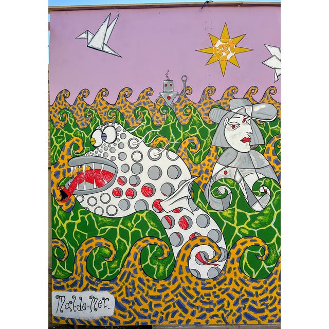Street Art Monumental Triptych “Mal De Mer” by Sableshift, 2026 (11' W X 8' H Original Painting) For Sale - Image 3 of 15