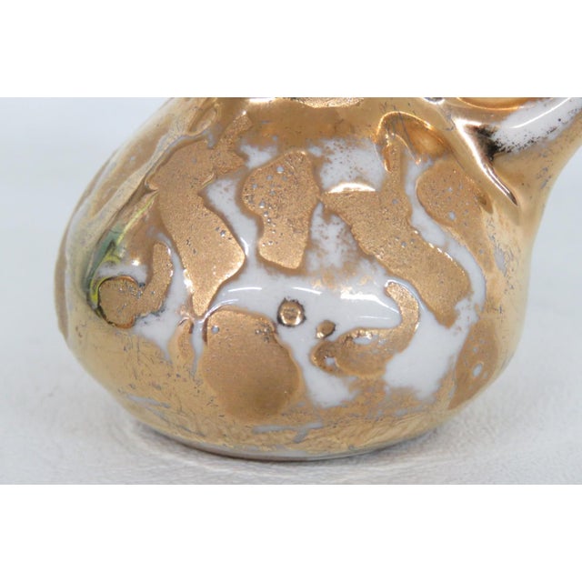 Ceramic Pocono Crest Mini Ceramic Pitcher 22k Weeping Gold Gilt Souvenir Pottery 4949b For Sale - Image 7 of 12