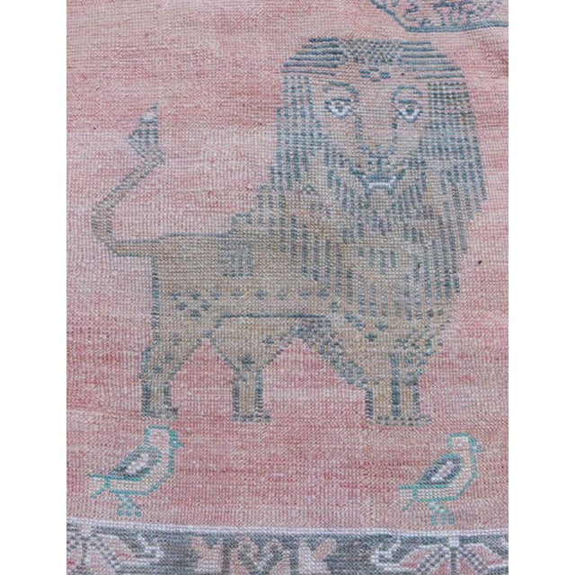 1980s Handwoven Berber Wool Rug With Animal Motifs - 10.2 X 6.8 Ft For Sale In Cleveland - Image 6 of 6