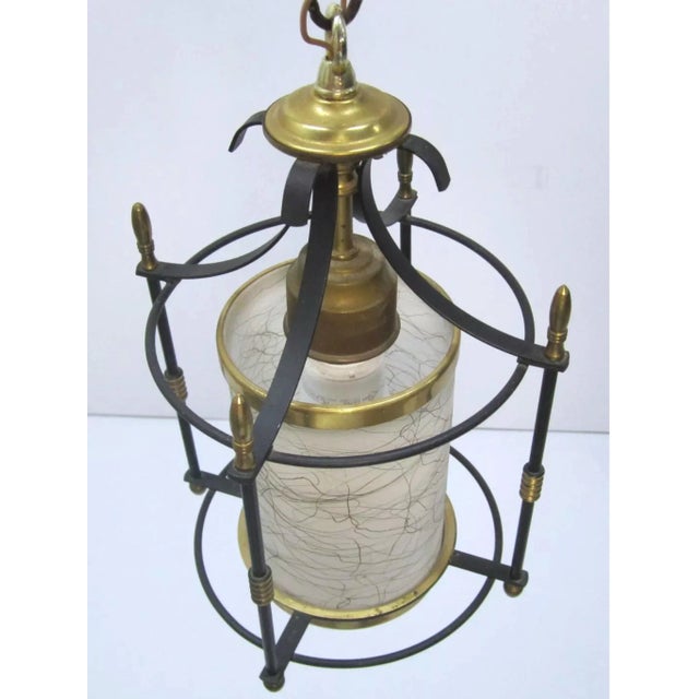 Vintage 1950's Spaghetti String Milk Glass Pendant Fixture. For Sale - Image 11 of 11