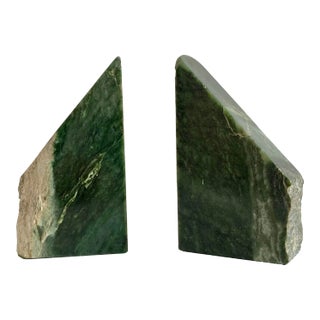 Mid 20th Century Green Live Edge Marble Bookends- a Pair For Sale