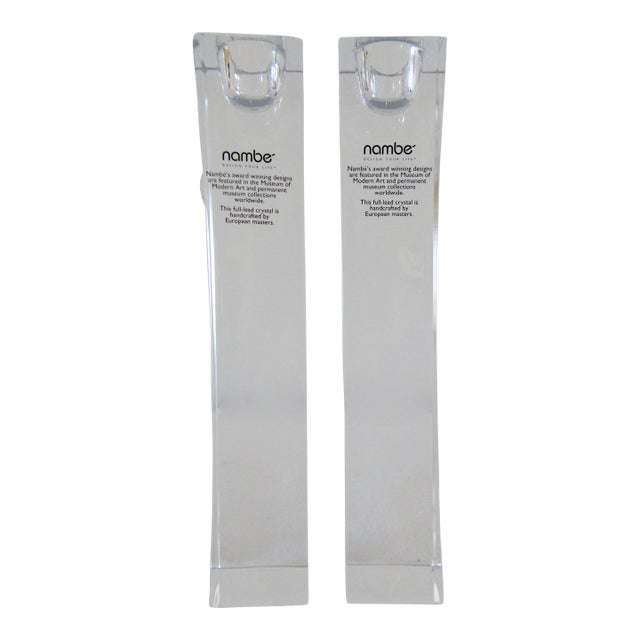 Nambe' "Kissing" Crystal Candle Holders -Pair For Sale