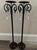 Very dark bronze colored candle holders with scroll design and dangling crystal like accent pieces. Each measures 5 1/2” x...
